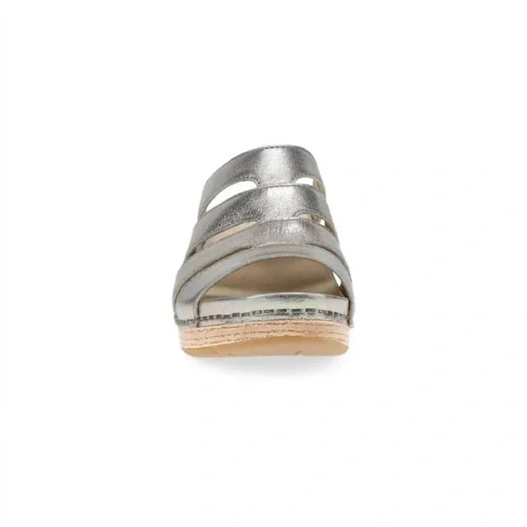Dansko Lyndi Slide Sandal Womens EU 39 Platino Metallic Leather Wedge Platform - Picture 6 of 16